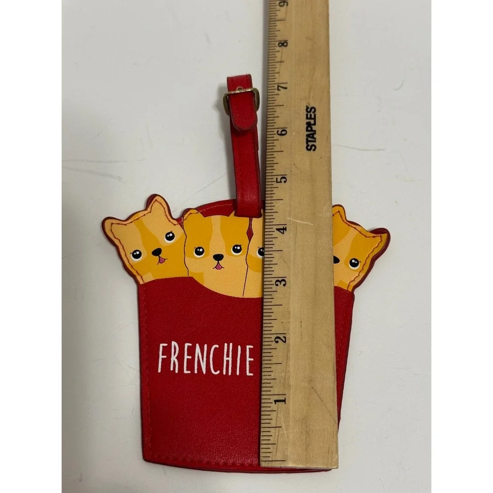 Frenchie Fries Luggage Tag Red French Bulldog Puppy Novelty Travel Bag ID Tag